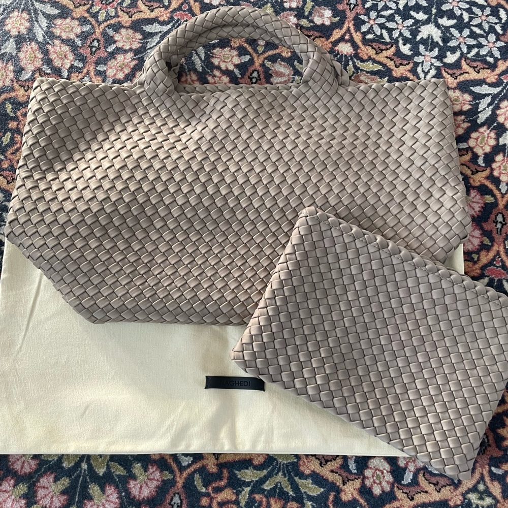 Naghedi St. Barths Woven Medium Tote Bag in Beige